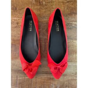 Kenneth Cole Reaction Shoes Faux Suede Lily Bow Flats Red Size 7.5